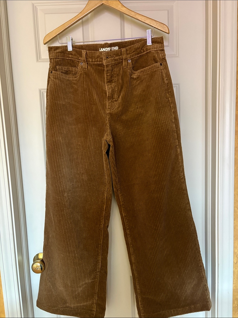 Lands' End Women's Corduroy Wide-Leg Jeans in Brown